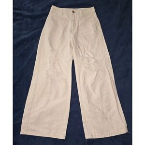 Elegant Cream Wide Leg Jeans